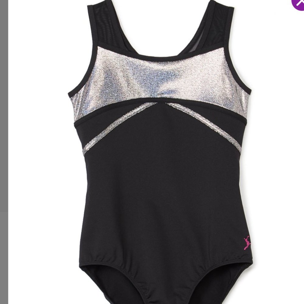 Capezio Girls Black/Silver Criss-Cross Back Tank S